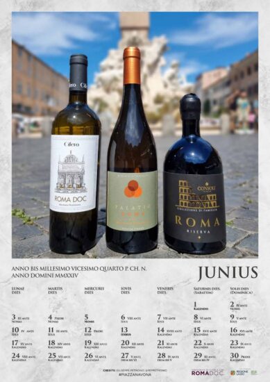 Tra vino e bellezza, il calendario in latino della Roma Doc