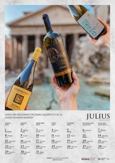 Tra vino e bellezza, il calendario in latino della Roma Doc