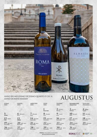 Tra vino e bellezza, il calendario in latino della Roma Doc