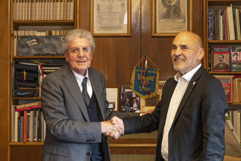 Renzo Bighignoli, presidente Cantina Negrar, e Giordano Bruno Guerri, presidente Fondazione Vittoriale Italiani