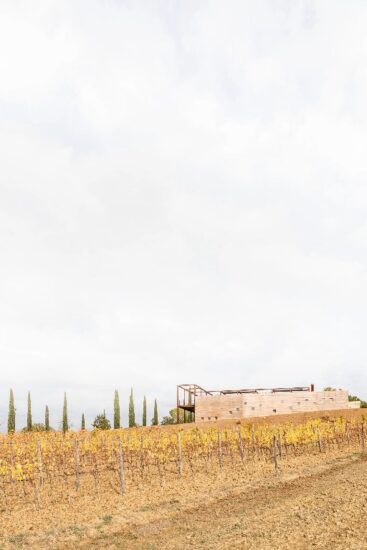 L’estensione della cantina di Cupano, griffe del Brunello di Montalcino, perfettamente integrata nel territorio e nel contesto paesaggistico, su un progetto di Edorado Milesi & Archos