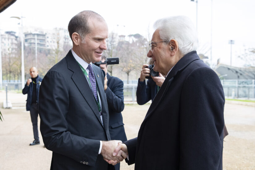 Il Presidente della Repubblica Sergio Mattarella con Massimiliano Giansanti, Presidente di Confagricoltura, in occasione dell’Assemblea generale(foto di Francesco Ammendola - Ufficio per la Stampa e la Comunicazione della Presidenza della Repubblica)