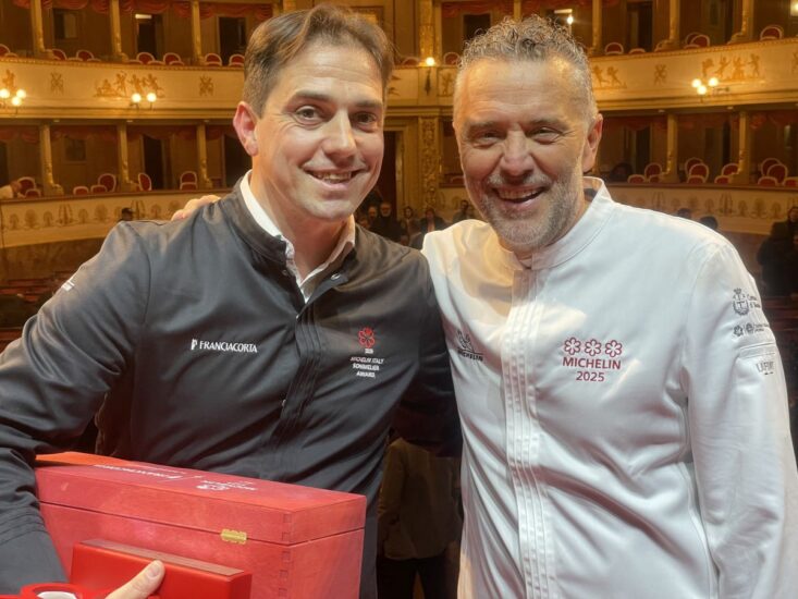 Il sommelier Oscar Mazzoleni e lo chef Giancarlo Perbellini 