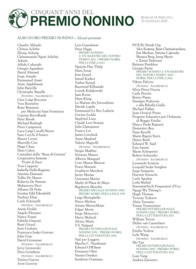 L’Albo d’Oro del Premio Nonino 