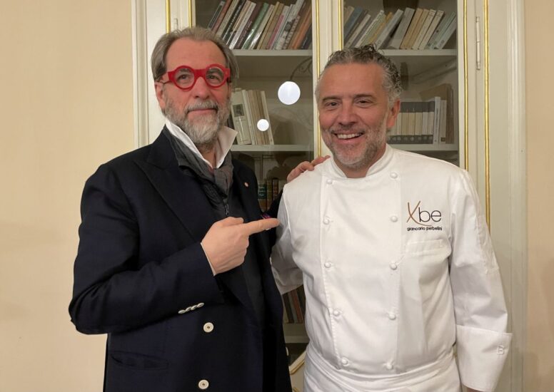 Il tristellato chef Giancarlo Perbellini (Casa Perbellini - 12 Apostoli, Verona) e WineNews, con il direttore Alessandro Regoli 