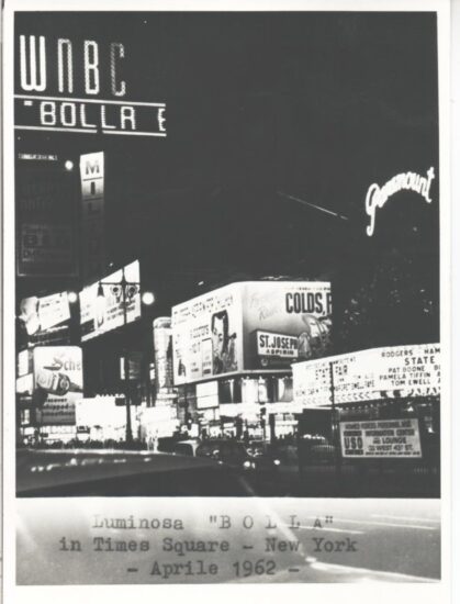 1962, l’Amarone della Valpolicella di Bolla a Times Square a New York 