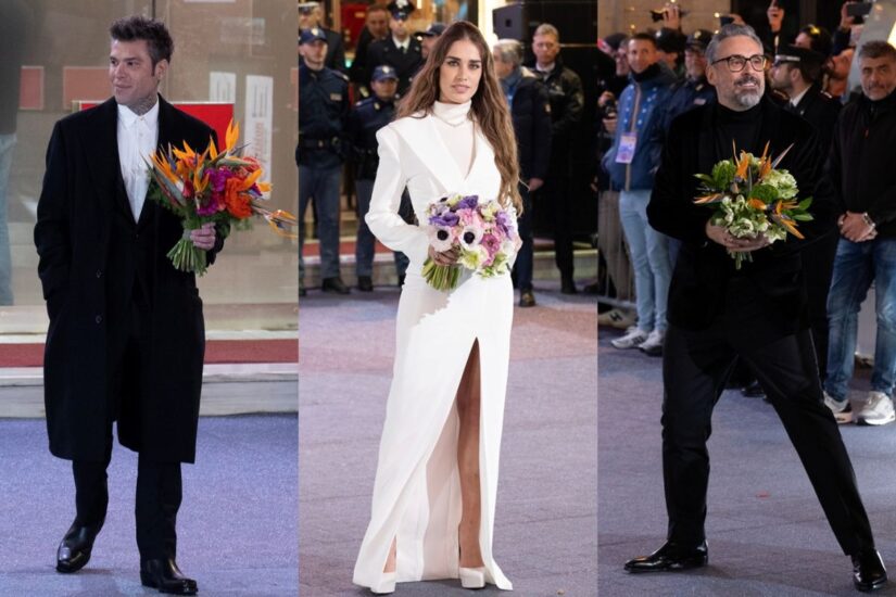 La passerella dei big di Sanremo 2025 con i fiori 
