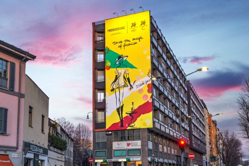 Il murales del Consorzio Prosecco Doc a Milano 