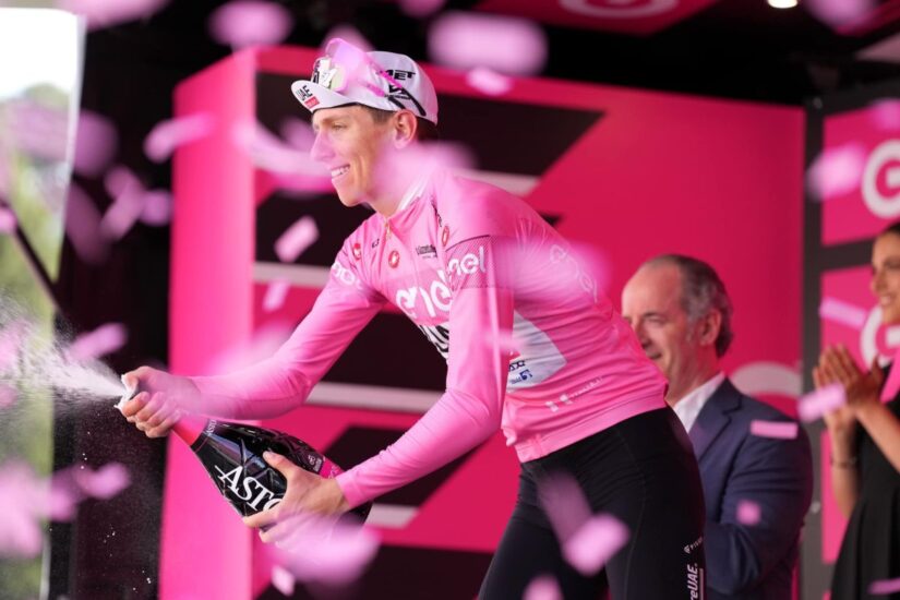 Pogacar Tadej (Team Uae Emirates) pink jersey, winner, at the end of the stage 20 of the Giro d’Italia from Alpago to Bassano del Grappa, Italy - Saturday, May 25, 2024 - Sport, Cycling (Photo by Gian Mattia D’Alberto / LaPresse)