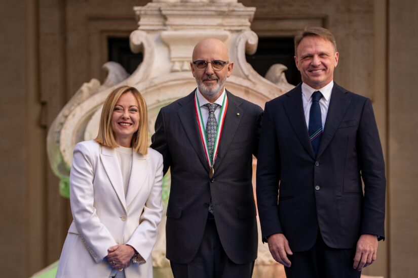 Franco Pepe premiato da Giorgia Meloni e Francesco Lollobrigida