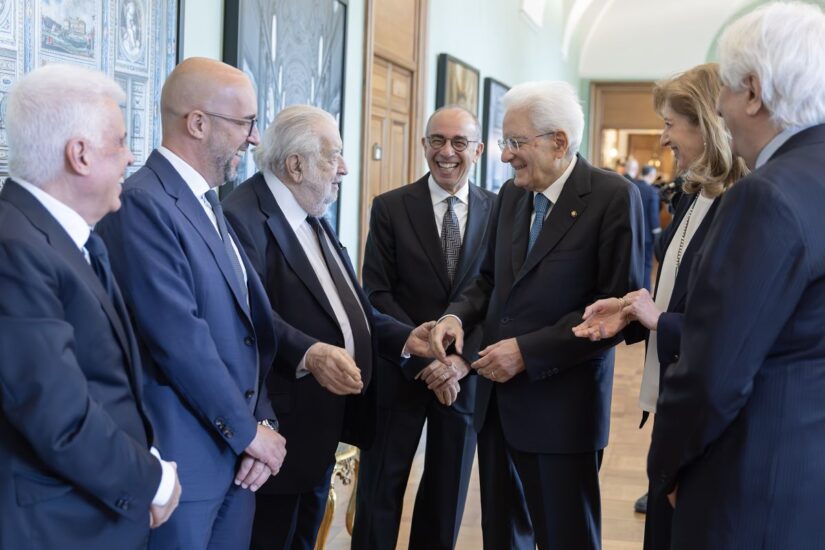 Pupi Avati e Giuseppe Tornatore con il Presidente Mattarella (foto di Francesco Ammendola - Ufficio per la Stampa e la Comunicazione della Presidenza della Repubblica)