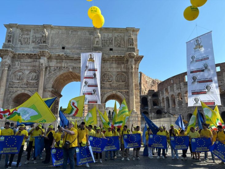 La protesta Coldiretti contro Von der Leyen, a Bruxelles e Roma