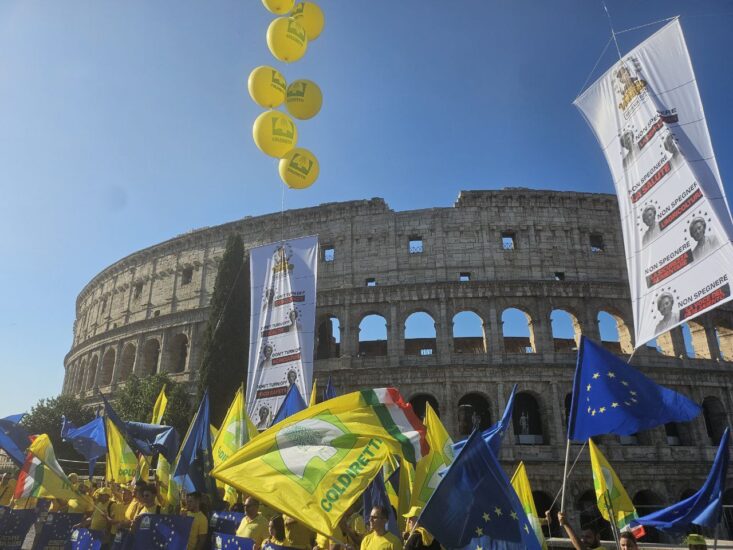 La protesta Coldiretti contro Von der Leyen, a Bruxelles e Roma