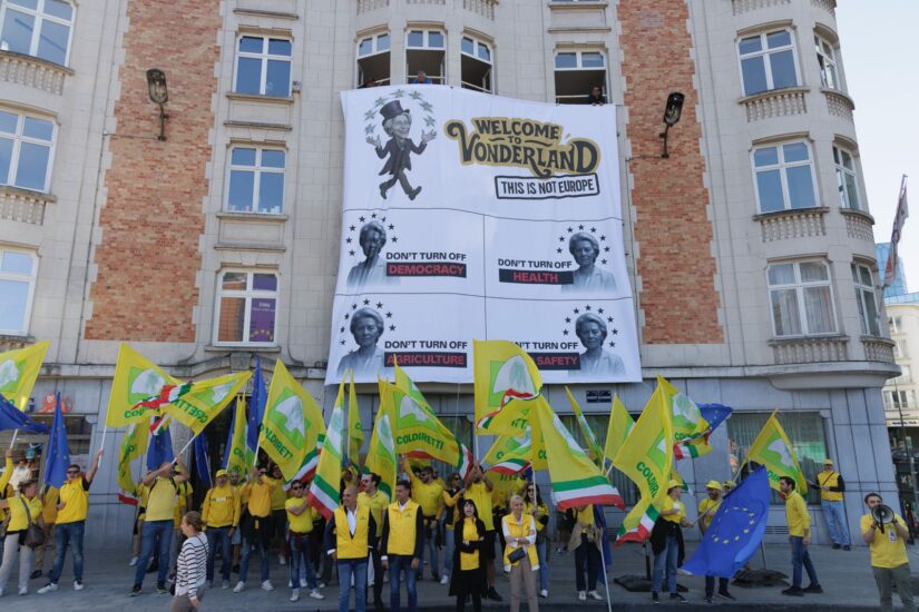 La protesta Coldiretti contro Von der Leyen, a Bruxelles e Roma