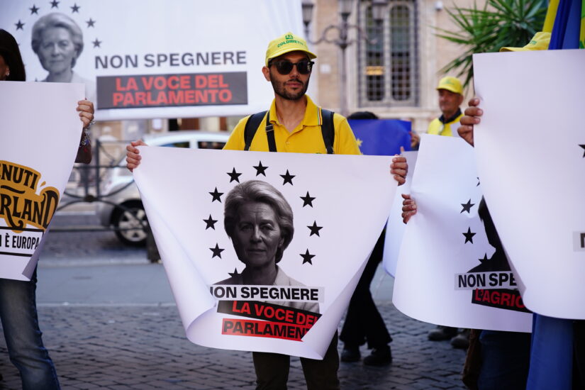 La protesta Coldiretti contro Von der Leyen, a Bruxelles e Roma