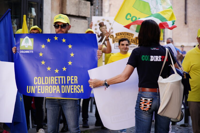 La protesta Coldiretti contro Von der Leyen, a Bruxelles e Roma