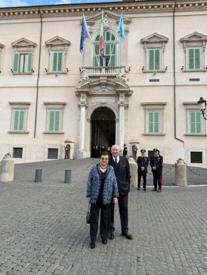 Vittorio Moretti con la moglie Mariella al Quirinale