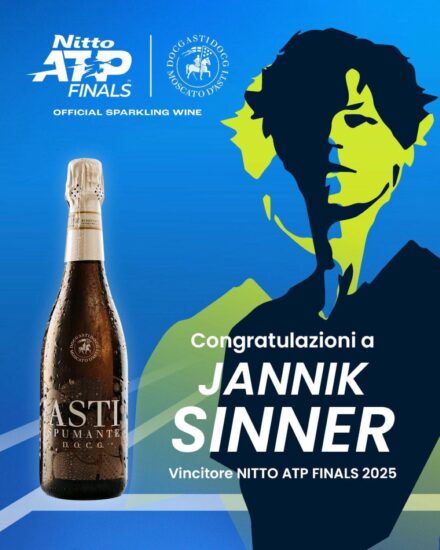 Sinner brinda con l’Asti alle Nitto Atp Finals (credit: Consorzio Asti)