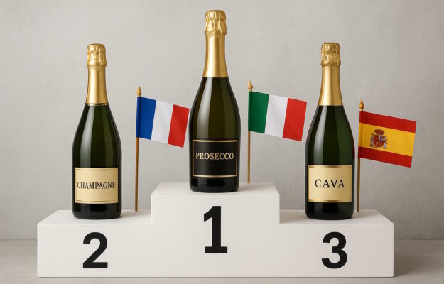 CAVA, CHAMPAGNE, DEL RAY ANALYSTS OF WINEMARKETS, EXPORT, FRANCIA, ITALIA, Prezzo Medio, PROSECCO, SPAGNA, SPUMANTI, Mondo