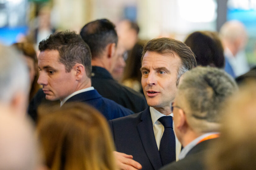 Il Presidente della Repubblica francese, Emmanuel Macron a Wine Paris (credit: Vinexposium/Sébastien D’halloy)