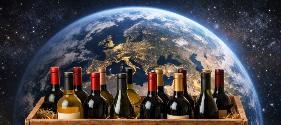 L&rsquo;export mondiale del vino 2025 a 33,77 miliardi di euro (-6,3% sul 2024). Volumi a -4,7%