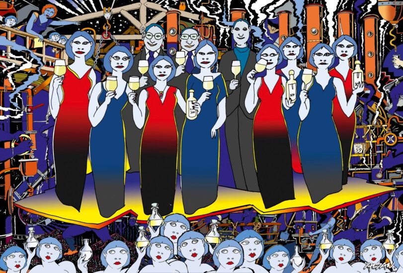 Il bere insieme con convivialità “all’italiana” visto da Altan per Nonino