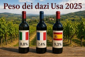 Nel 2025 la &ldquo;media&rdquo; dei dazi Usa per il valore del vino italiano importato &egrave; stata dell&rsquo;8,8%