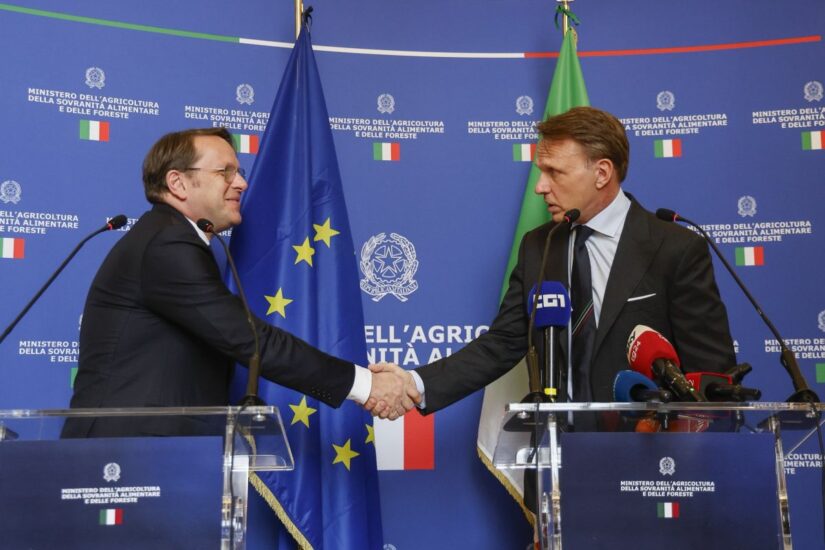 Il Commissario Ue Várhelyi e il Ministro Lollobrigida (credit: X/Olivér Várhelyi)