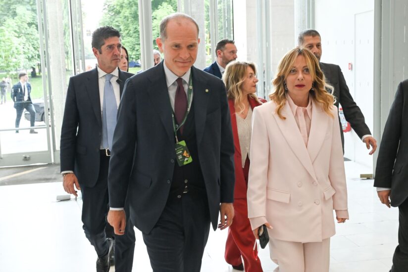Il presidente di Confagricoltura, Massimiliano Giansanti, con la premier Giorgia Meloni