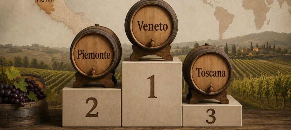 Export vino italiano, primo trimestre: Veneto (-9,7%), Piemonte (+0,5%) e Toscana (-8,3%) sul podio