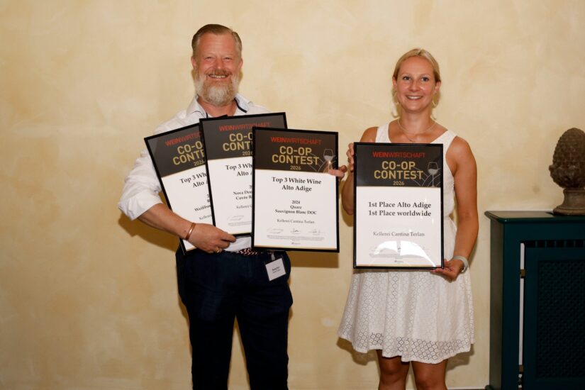 Gregor Eyrl (Terlano) e Sophia Langhaeuser (Weinwirtschaft, ph: Melanie Hubach)