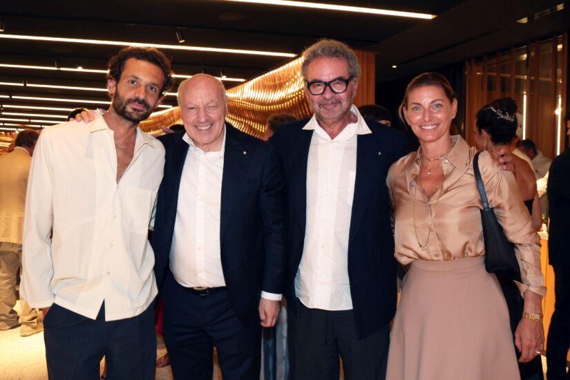 Pietro Ruffini, ad Ou(r) group, Giuseppe Marotta, presidente Inter, Remo Ruffini, presidente Moncler, e la conduttrice Federica Fontana (credit: Canio Romaniello Fotografo) 