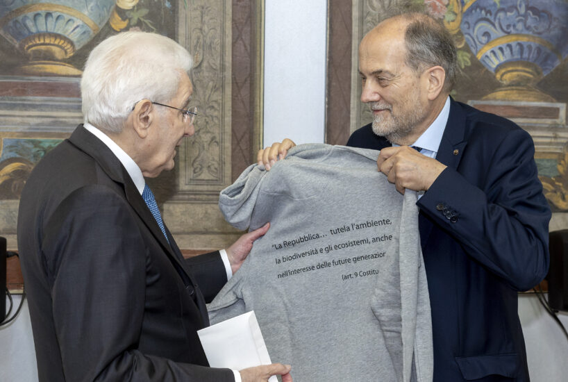 Il Presidente della Repubblica Sergio Mattarella e il presidente Wwf Italia Luciano Di Tizio (credit: Ufficio Stampa della Presidenza della Repubblica)