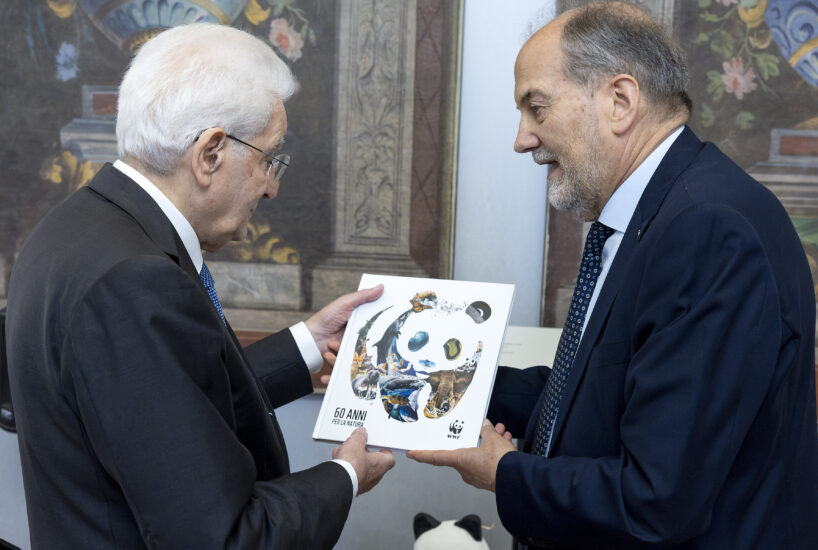 Il Presidente della Repubblica Sergio Mattarella e il presidente Wwf Italia Luciano Di Tizio (credit: Ufficio Stampa della Presidenza della Repubblica)