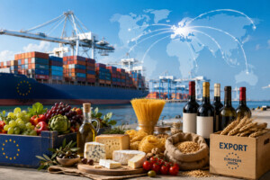 L&rsquo;export dell&rsquo;agroalimentare Ue nei primi 6 mesi 2026 a 117 miliardi di euro (-2%). Vino a 7,8 (-4%)