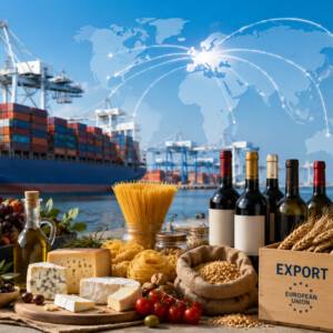L&rsquo;export dell&rsquo;agroalimentare Ue nei primi 6 mesi 2026 a 117 miliardi di euro (-2%). Vino a 7,8 (-4%)