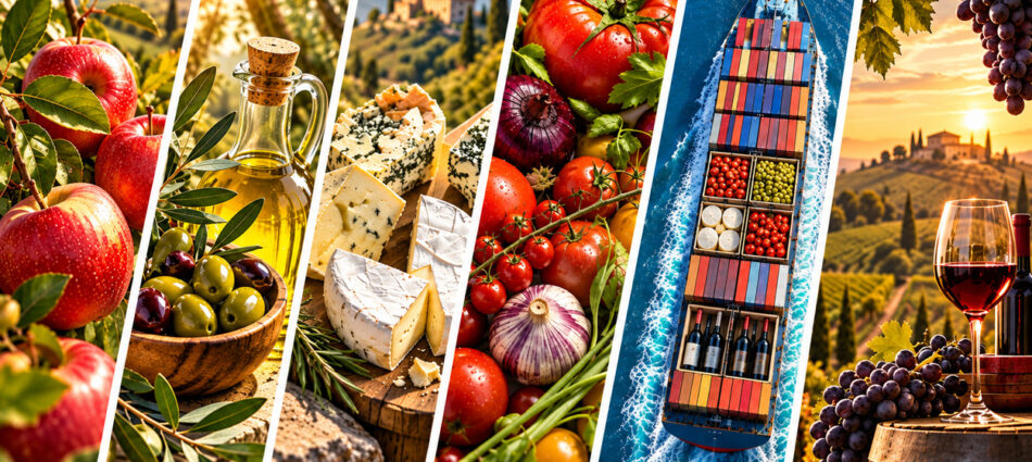 Export agri-food europeo a luglio 2026 a 138,7 miliardi di euro (-1%). Lieve recupero del vino (-3%)
