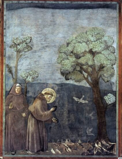 La “Predica agli uccelli” di Giotto negli affreschi delle “Storie di San Francesco” della Basilica di Assisi